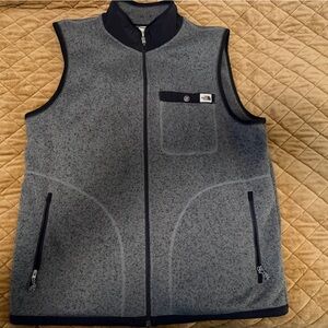 The North Face Heather Gray Fleece Vest with Black Trim